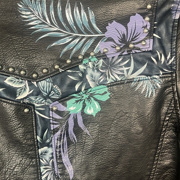 Blanknyc painted Floral Leather Jacket Sm - Picture 12 of 13